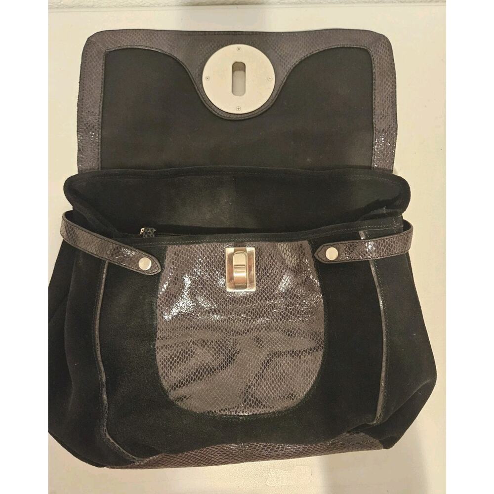 Vince Camuto Leather Animal Print Metal Handle Handbag 16x11x3 EUC - Picture 14 of 16